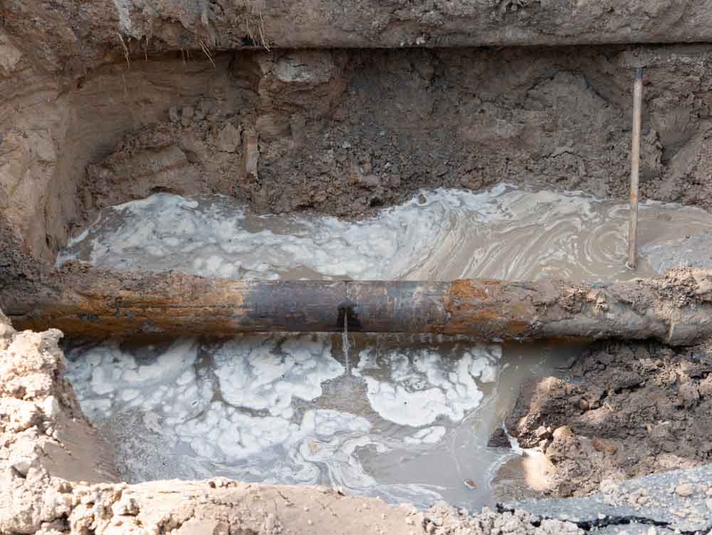 corroded underground pipes